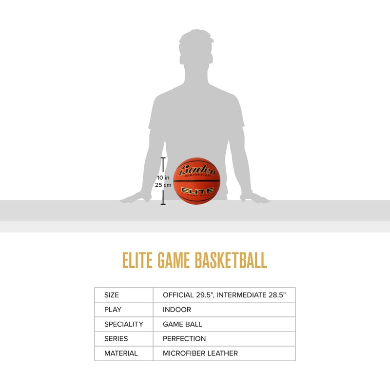 Baden بادن | النخبة | كرة سلة مركبة عالية الجودة | مثالية للألعاب الداخلية | حجم 6 للنساء والشباب (28.5 بوصة) - Image 3